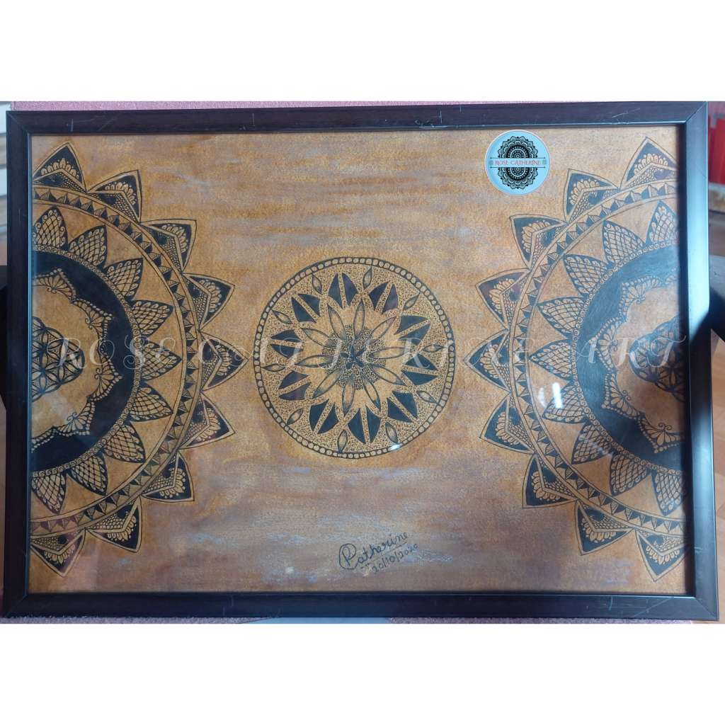 Coffee painted Pen Mandala